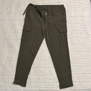 Prana Olive Green Cargo Button-Detail Pants